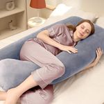 DOWNCOOL Pregnancy Pillow, U Shaped Body Pillow for Pregnancy, 55 Inch Blue Maternity Support with Removable Cover for Sleeping,Support for Back, Hips, Legs, Belly