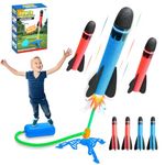 technodry Rocket Launcher for Kids - 4pcs Foam Rockets Toy Launcher Playset for Boys Girls, Safe Stomp Rocket for Kids, Outdoor Garden Toys, Easy Assembly, Fun Educational Gift for Children Age 3+