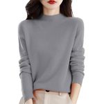 Cashmere Jumpers Ladies Cable Knit Lightweight Jumpers Cardigans for Women UK Plus Size Ladies Crew Neck Sweaters Casual Loose Fit Pullover Lightweight Sweater Sales Grey