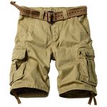 GSGGIG Mens Cargo Shorts Relaxed Fit Classic Outdoor Camo Cotton Twill Work Casual Shorts with 6 Pockets No Belt 8062 Khaki 36