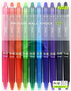 Pilot FriXion Ball Knock Retractable Gel Ink Pen, 0.7 mm, 10 Color Set (LFBK-230F-10C)