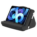 MoKo Tablet Pillow Stand, Tablet Cushion Stand, With Multiple Viewing Angles and Storage Pocket, Compatible with iPad 10.2 2022/iPad Air 5 4 3/iPad Pro, Galaxy Tab S9/S9+, E-reader, iPhone,Book, Black