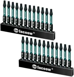 Facoow 2" Long T20 Torx Bit Set - 24 Piece, Magnetic Tips, Alloy Steel, Impact Ready