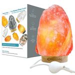 MAYMII·HOME OMONIC Karry Himalayan Salt lamp 5-8lbs,Pink Crystal Salt Rock Lamp, Night Light, Real Rubber Platinum Base, Dimmable Touch Switch (ETL Certified, 2 Extra Bulbs)