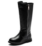 DADAWEN Girl's Fashion Zipper Knee High Riding Boots (Little Kids/Big Kids)-Black 11 US