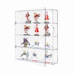 UoYeet Acrylic Display Case for Both Wall Mount and Desktop Showcasing, 4 Layer Clear Display Cabinet for Mini Toys, Pop Figurines, Dustproof Storage Showing Box for Collectables