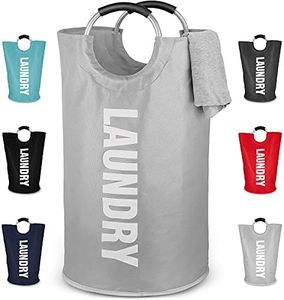 Zulay Home 82L Large Heavy Duty Laundry Basket Collapsible - Non-Slip Padded Laundry Bag With Handles - Waterproof Collapsible Laundry Baskets & Laundry Hampers For Bedroom, Dorm, Travel (Light Gray)