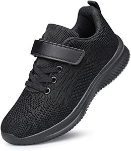 BNV Boys Girls Sneakers Kids Shoes Unisex Lightweight Breathable Athletic Running Tennis Fitness Shoes Black Little Kid Size 13