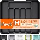 Lifewit Cutlery Organizer, Expandable Utensil Organizer for Kitchen, Utensil Holder, Adjustable Cutlery Tray Drawer Organizer for Spoons, Knives, Kitchen Organizers and Storage, Black