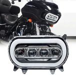 120W LED Headlight Carbon Fibre Projector Head Lamp High low Beam DRL For Harley Davidson Road Glide 2015-2023