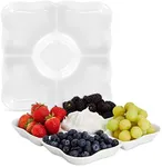 Juvale Set of 2 Porcelain Appetizer Serving Trays, 5-Compartment Reusable Divided Platters for Charcuterie Boards, Finger Foods, Fruit, Veggies, Snacks Desserts (9.5x9.5x1 in)