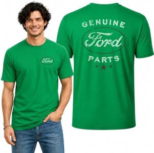 Wild Bobby Genuine Ford Parts Vintage Distressed Cars and Trucks Mens Graphic Tees Front and Back T Shirt Printed Graphic Tees for Men, Kelly, 3X-Large