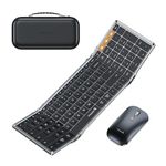 ProtoArc Foldable Keyboard and Mouse, XKM01 Folding Bluetooth Keyboard Mouse Combo for Business and Travel, 2.4G+Dual Bluetooth, Full-Size Portable Keyboard for Laptop iPad Tablets(Space Gray)