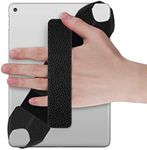 Universal Tablet Hand Strap Holder, Fintie 360 Degrees Swivel PU Leather Handle Grip with Elastic Belt, Secure Portable for iPad/iPad Pro and All 9-10 Inch Tablets, Black