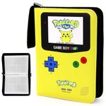 PATPAT® Poke-mon Binder Trading Cards Holder Organizer for 400 Trading Cards, Poke-mon Cards Collection Bag Game Cards Binder Case, Game Cards Case Gifts for Kids Boys Girls, Yellow