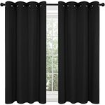 Deconovo Blackout Room Darkening Thermal Insulated Curtains, Energy Efficient & Noise Reducing Grommet Window Drapes for Bedroom, Living Room, Nuresrey, Kids Room, 52x63 Inch, 2 Panels, Black