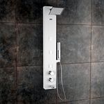 JAAZ | Ariel - White Shower Panel | Square Rain Shower with 3 Tilted Massage Jets | Maintenance Free German Coin Aerator in Spout |