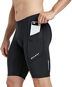 BALEAF Men's Cycling Shorts 3D Padded Bicycle Bike Pants with Side Pockets UPF 50+ and Quick-Dry Black Size M