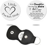 Birthday Christmas Gifts for Women Girls Daughter Inspirational Pocket Hug Token for Daughter Graduation Gifts from Mom Dad To My Daughter Never Forget that I Love You Gifts with Leather Keychain