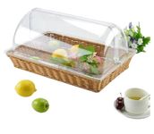 PAUL SONS Commercial Professional Restaurant Cafe Self Serve Bread Basket/Pastry Donut/Cookie Display Wicker Basket Case Countertop Rectangle with lid 21x13x3 (Pack of 1Pc)