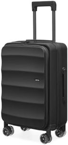 4mytu 20'' Carry-On Luggage, Lightweight PC Hardshell Suitcase with 360° Spinner Wheels, TSA Lock, Slim Handle Fits Sleeve Bags, Jet Black