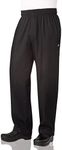 Chef Works Men's Zip-fly Chef Pants Essential Baggy Zip Fly Black, Black, Large US