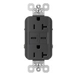 Legrand - Pass & Seymour TR20USBCC6BK Radiant 20A Type-C Ultra-Fast 6.0A Wall Dual USB Charger & Tamper-Resistant Duplex Power Outlet, Black | for Commercial Applications, 20 Amps