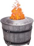 Afterglow Smokeless Fire Pit, 20.5" Round Wood Burning Stainless Steel Top and TerraFab Material Base,Firepit with Weather Cover Perfect for Outdoor Patio Garden, Wood Grain Gray