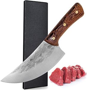 UniqueFire Serbian Chef Knife Handmade Forded Butcher Knife High Carbon Clad Steel Meat Vegetable Cleaver Full Tang Handle Kitchen Camping Hunting Knife (05Model)