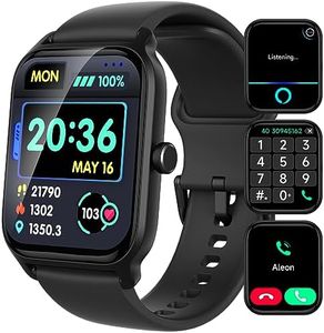 IFMDA Reloj Inteligente Hombre Mujer,con Voz de 𝐀𝐥𝐞𝐱𝐚 1,8" Smartwatch Hombre,Reloj Deportivo Impermeable IP68,Llamada Bluetooth,Podómetro,Pulsómetro, Monitor Sueño,para Android iOS,Negro