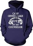 Camp Crystal Lake Funny Graphic Camping Vintage Graphic Horror Novelty Hoodie Crazy Dog Novelty Hoodies for Halloween Season for Campers with Movie Sayings Soft Comfortable Funn Navy S