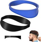 2PC Neckline Shaving Template and Hair Trimming Guide, High-Grade Curved Durable Silicone Haircut Band for DIY Home Haircuts Fade and Taper Guide for Clippers, Black and Blue