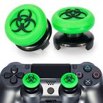 Playrealm FPS Thumbstick Extender & 3D Texture Rubber Silicone Grip Cover 2 Sets for PS4 (BioH Green)