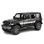 COCOBLINC 1 24 Jeeps Wrangler Rubicon Model Car Sports Car Alloy Metal Pull Back Die-Cast Car Diecast Metal Pullback Toy Car with Openable Doors & Light Music Toys for Kids - Black