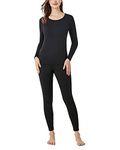 LAPASA Women's Thermal Underwear Set, Lightweight Classic Breathable Fleece Lined Long Johns Lightweight Top & Bottom L17, Black, M