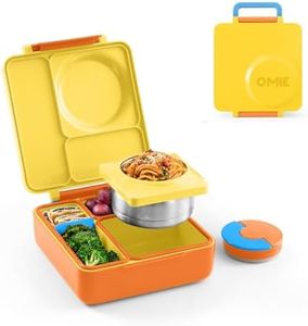 OmieBox Bento Box for Kids - Insulated Bento Lunch Box with Leak Proof Thermos Food Jar - 3 Compartments, Two Temperature Zones - (Sunshine) (Single) (Packaging May Vary)