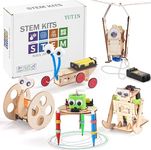 Yutin STEM Robotics Kit, 5 Set Robot Building Kits for Kids Ages 8-12, Science Projects for Boys 6-8, 3D Wooden Puzzles Model Kit, Electronic Motor Woodworking Wood Crafts for 6 7 8 9 10 11 12 +