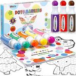 Ohuhu Washable Bingo Dabbers, 8 Colours Dot Markers (40 ml) for Toddler with 30 Pages Blank Activity Book, Non-Toxic Water-Based Dot Art Markers for Kids Children (3 Ages +) Preschool