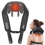 COMFIER Shiatsu Neck and Shoulder Massager, 4D Deep Kneading Cordless Neck and Back Massager with Heat, Electric Rechargeable Massage Pillow for Neck Shoulder Back Leg-Home Office