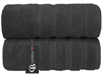 CASABELLA Premium Quality 2 Pk Grey Bath Sheets 100% Combed Cotton 650 GSM Jumbo Bath Sheet Set Quick Dry Towels Bath Sheets Highly Absorbent 2 Grey Extra Large Bath Towels