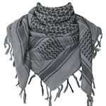 Aonal Military Shemagh Tactical Desert Scarf, 100% Cotton Keffiyeh Neck Head Scarf Wrap for Men Women, Grey, Large