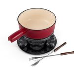 Swissmar Lugano Fondue Set 9-Piece, Cast Iron/Stainless Steel, Cherry Red, 2L, Multi-Purpose Fondue Set for Cheese and Chocolate, Gift Boxed