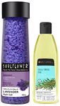 Soulflower Lavender Bath Salt for Body & Foot Spa, 500g & Soulflower Tea Tree Hair Oil| 225ml