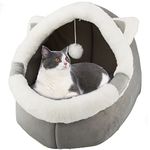 Cat Beds for Indoor with Hanging toy, Small Dog Cave Bed with Anti-Slip, Kitten Tent House Removable Cushioned Pillow, Super Soft Calming Pet Sofa Mats Ideal for Cats and Puppy or Rabbit