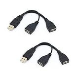 2pcs USB Splitter 2 Port,Double USB Adapter,USB Port Extender,USB Double Adapter,Double Ended USB Cable Charge & Sync Extender Double USB Adapter For Laptop,Phone,Tablet,Y Splitter Power Cord Adapter