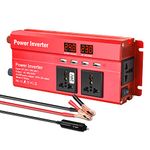 Cantonape Power Inverter 800W/2000W Peak DC 24V to AC 230V 240V Car Converter 24V Inverter with 4 USB 3 Universal Sockets Cigarette Lighter Adapter in Car Crocodile Clip