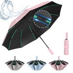 ANYCHO Umbrella 3 Fold - Automatic Umbrella for Women and Men -Folding Umbrella with 50 Sturdy Ribs - UV Protect 3 Fold Umbrella for Women (Pink)