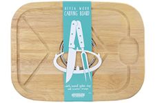 apollo THE HOUSEWARES BRAND Carving Board Hevea Wood/Rubberwood, Cutting, Chopping board with groove 40x30cm