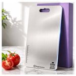 OrganizeMee Stainless Steel Chopping Board for Kitchen Heavy-Duty Cutting Board for Vegetables, Fruits Cutter, Meats, vegitable Chopper Boards, Premium Metal Chopping Board (Medium)(31.8CM X 21CM)