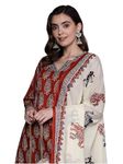 INDO ERA Cotton Rust Printed Straight Kurta Pant With Dupatta For Women (Kh0Rt5137_Medium)